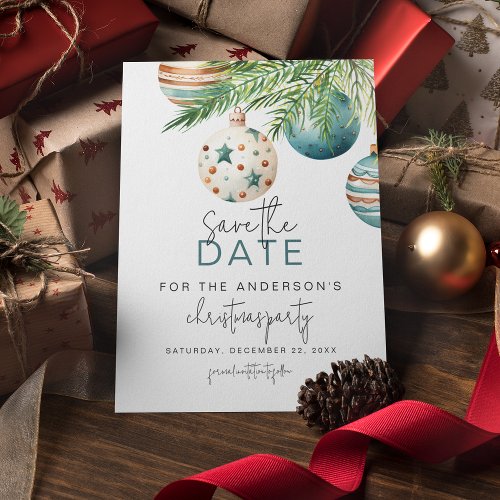 Teal  Gold Tree Ornaments  Christmas Party Save The Date