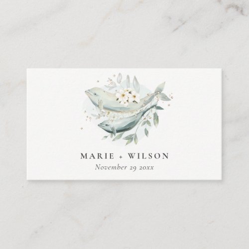 Teal Gold Underwater Floral Fish Wedding Website Enclosure Card