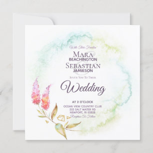 ~ Teal Gold Watercolor Elegant Floral Wedding Invitation