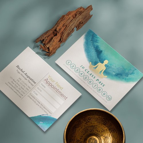 Teal  Gold Watercolor YOGA Class Pass Appointment