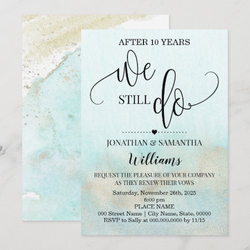 Teal Gold We still Do Ocean Wedding Anniversary