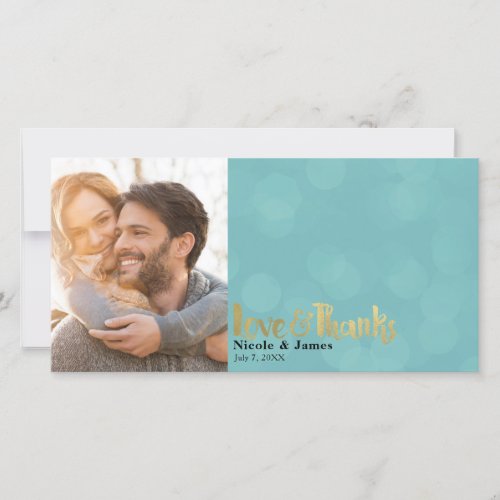Teal  Gold Wedding Photo Love  Thanks Thank You