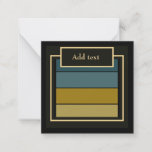 Teal, Gold, White and Black Stripes Note Card