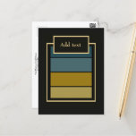 Teal, Gold, White and Black Stripes Postcard