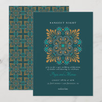 Teal Gold White Mandala Mehndi Sangeet