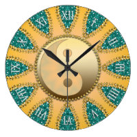 Teal Gold YinYang FengShui Home Decor Clock