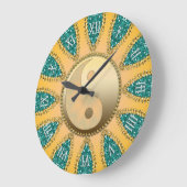 Teal Gold YinYang FengShui Home Decor Clock (Angle)