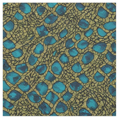 Teal Golden Dragon Skin Fabric