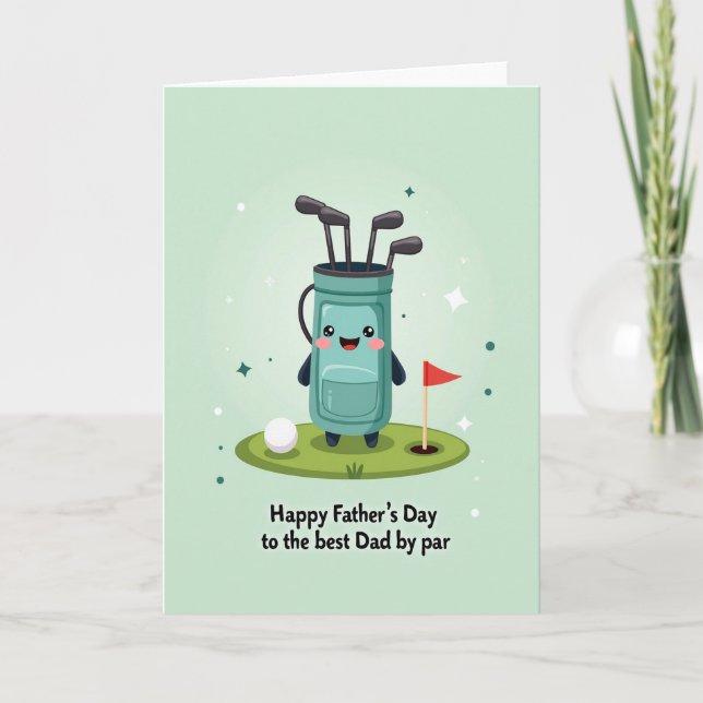 Teal Golf Bag Sweet Fathers Day Card (Front)