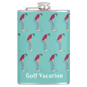Teal Golfing Theme Flask
