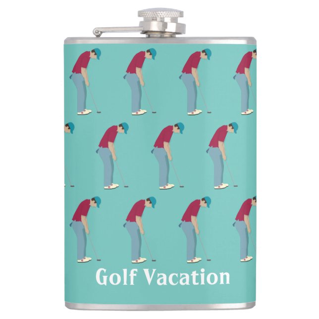 Teal Golfing Theme Flask (Front)