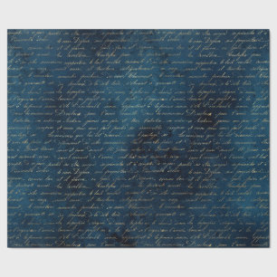 Teal Gothic Gold Script Wrapping Paper