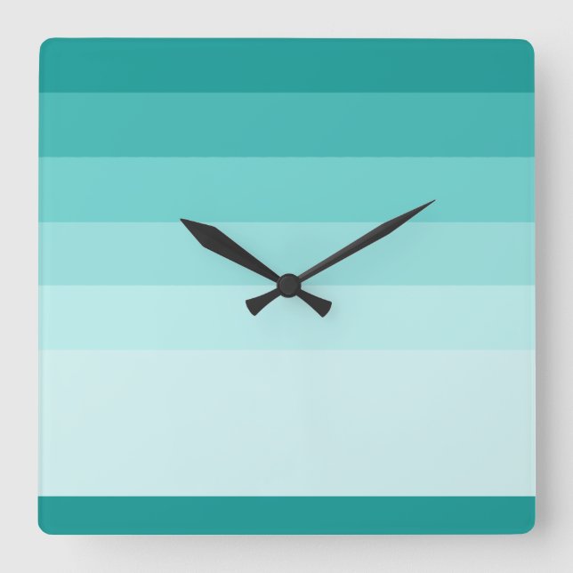 Teal Gradation Stripes Wall Clock (Front)