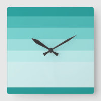 Teal Gradation Stripes Wall Clock
