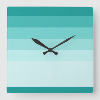 Teal Gradation Stripes Wall Clock