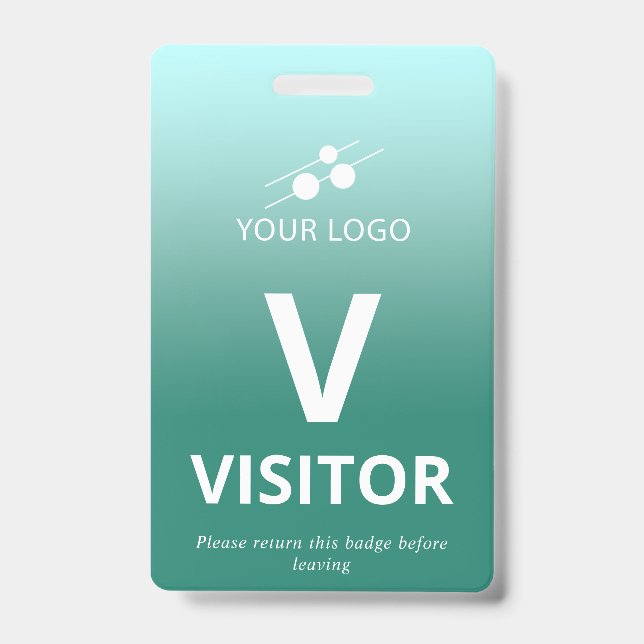 Teal Gradient Add Your Logo Visitor Badge (Front)