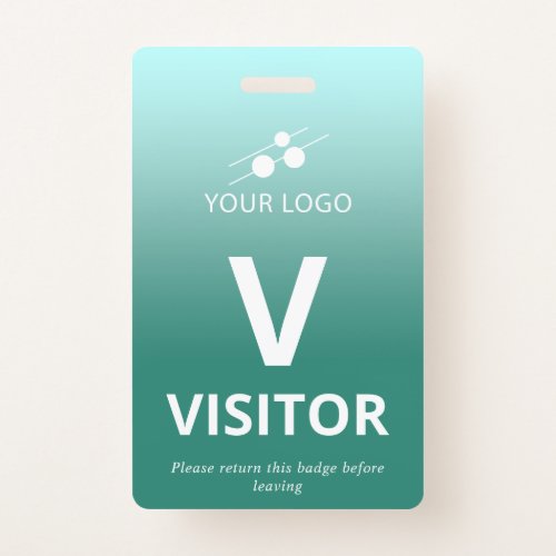 Teal Gradient Add Your Logo Visitor Badge