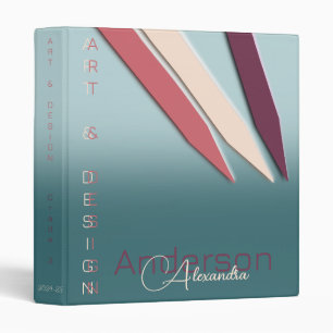 Teal Gradient Art and Design Student Color Pencils 3 Ring Binder