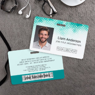 Teal Gradient Custom Photo ID Badge
