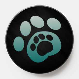 teal Gradient Dog Paw Print Bold Modern Design PopSocket