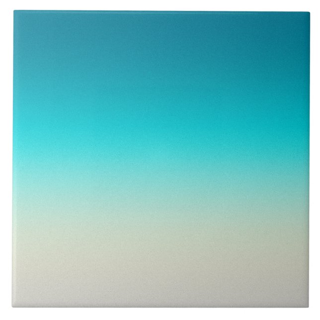 Teal Gradient Modern Ombre Ceramic Tile (Front)