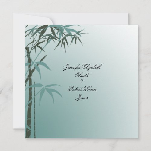 Teal Gradient Natural Bamboo Wedding Announcements