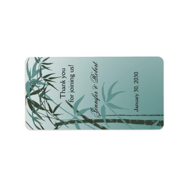 Teal Gradient Natural Bamboo Wedding Lip Balm Labe Label (Front)