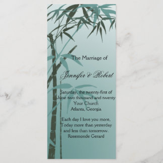 Teal Gradient Natural Bamboo Wedding Program