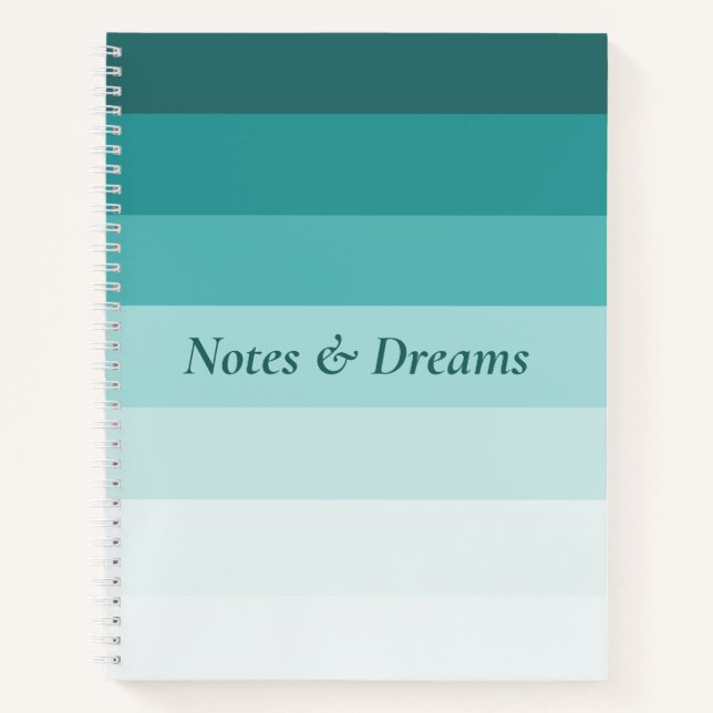 Teal Gradient Notes & Dreams Minimalist Art Notebook (Front)