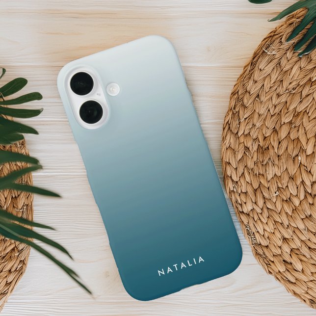 Teal Gradient Ombre Personalized Case-Mate iPhone Case (Creator Uploaded)
