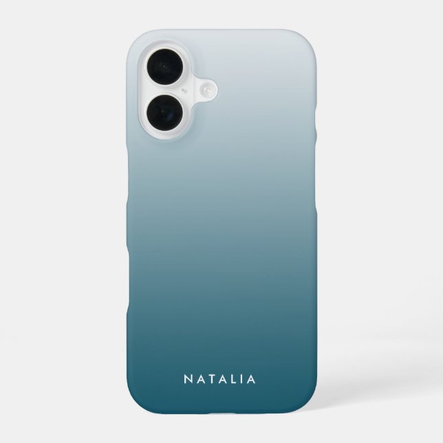 Teal Gradient Ombre Personalized Iphone Case (Back)