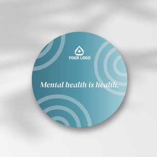 Teal Gradient Ripple Mental Health Logo Classic Round Sticker