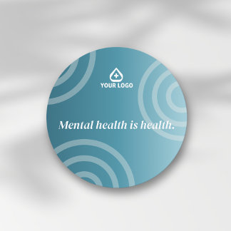Teal Gradient Ripple Mental Health Logo Classic Round Sticker