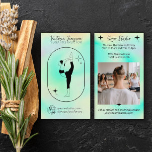 Teal gradient star Yoga instructor studio teacher Business Card