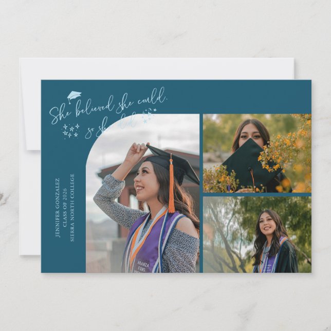 Teal Graduate She Believed Multi Photo Announcement (Front)