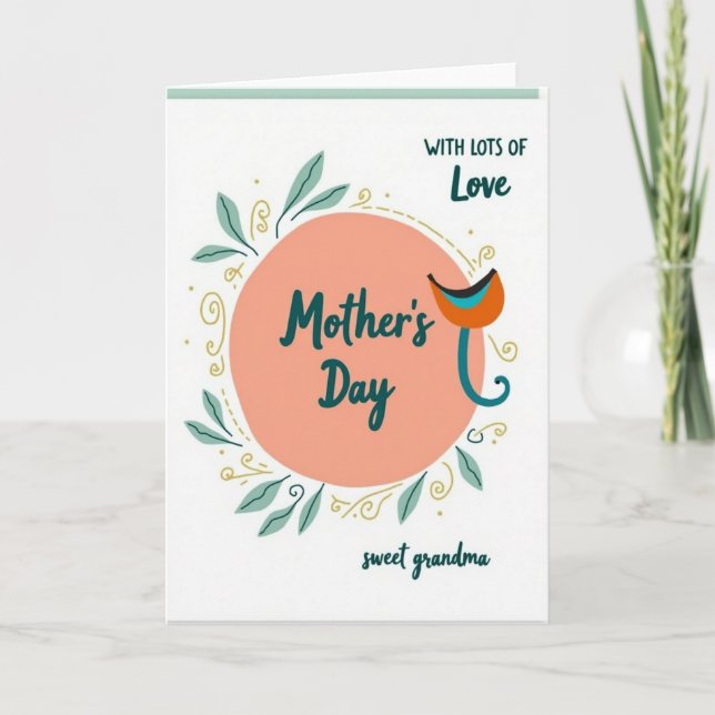 Teal Grandma Mothers Day Card (Front)