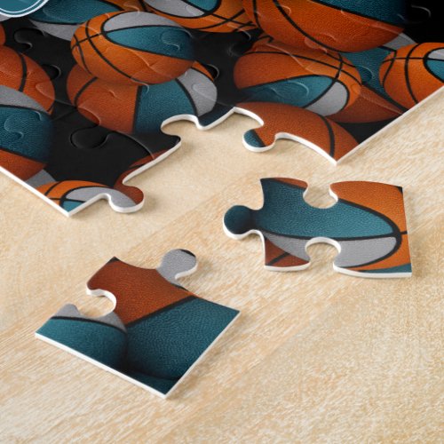 teal gray basketball girls boys team colors jigsaw puzzle