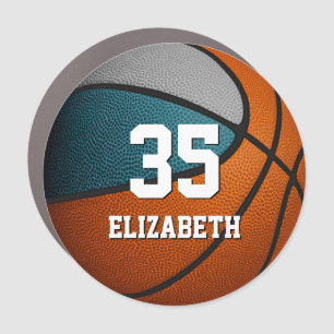 teal gray basketball sports team colors car magnet
