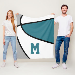 teal gray basketball team colors athletic decor fleece blanket