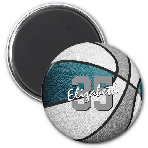 teal gray basketball team colors kids party gifts magnet