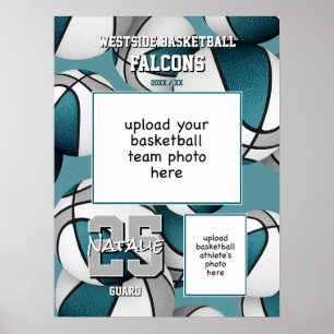 teal gray basketball team colors team photo poster