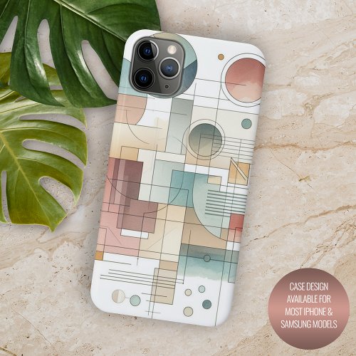 Teal Gray Blue Beige Rust Red Abstract Art Pattern iPhone 11 Pro Max Case