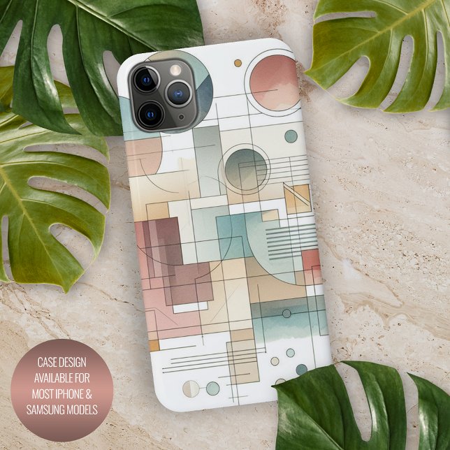 Teal Gray Blue Beige Rust Red Abstract Art Pattern iPhone Case (Creator Uploaded)