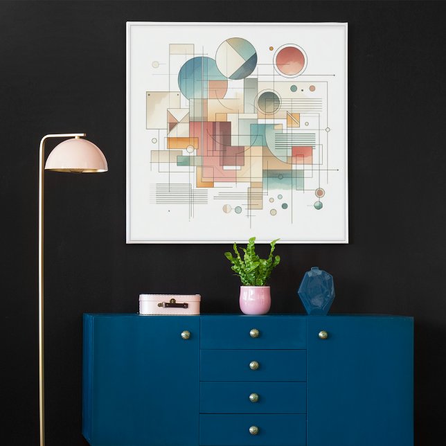 Teal Gray Blue Beige Rust Red Abstract Art Pattern Poster (Creator Uploaded)