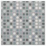 Teal Gray Blue Retro Round Squares Art Pattern Fabric