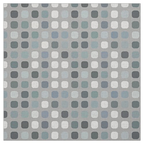 Teal Gray Blue Retro Round Squares Art Pattern Fabric