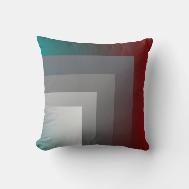 teal gray burgundy pillow (Front)