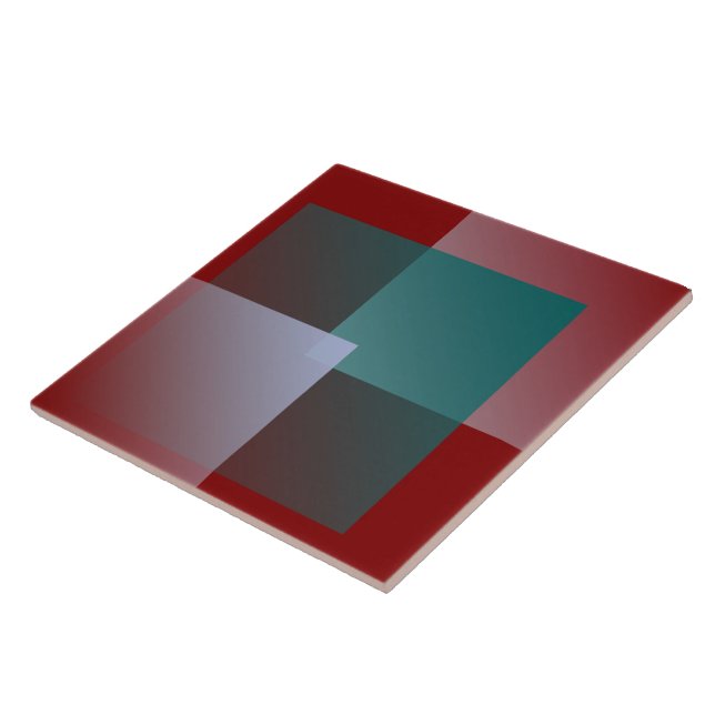 teal gray burgundy squares ceramic tile (Side)