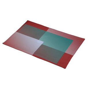 teal gray burgundy squares cloth placemat