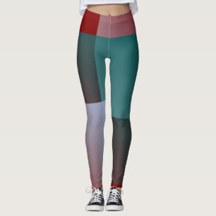 teal gray burgundy squares leggings